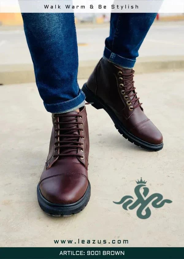 Leather Derby Halfboot - 9001 Brown