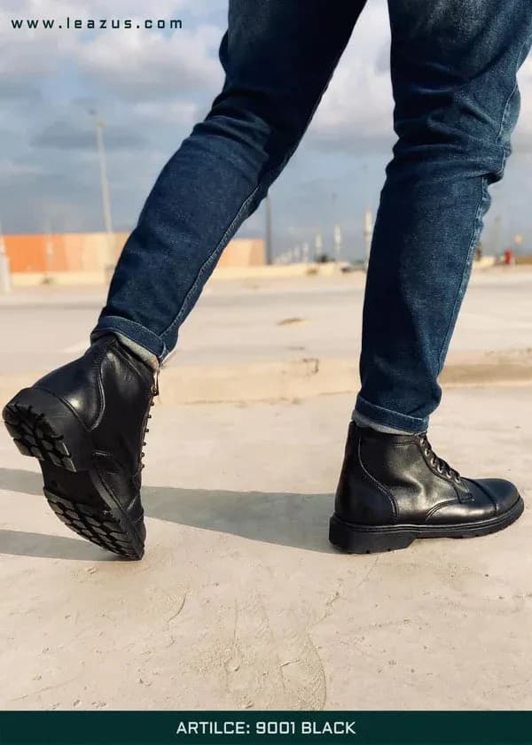 Leather Derby Halfboot - 9001 Black