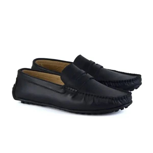 LEATHER MOCCASIN SHOES - M500 BLACK