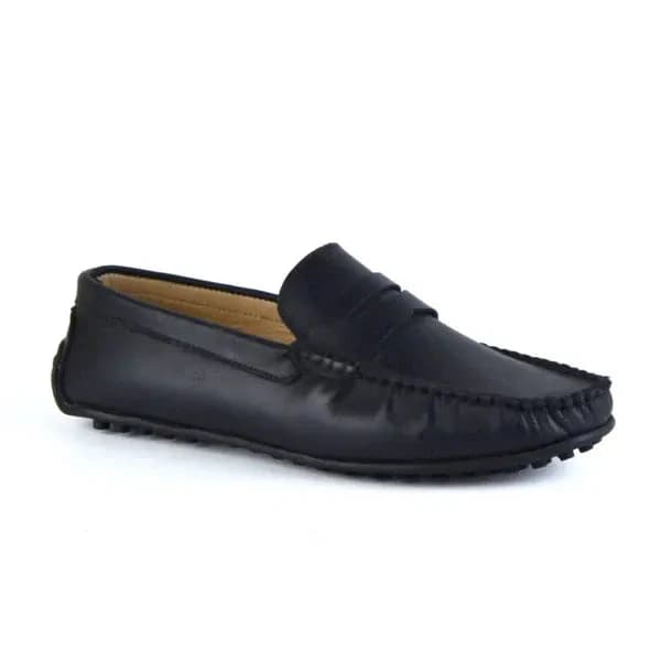 LEATHER MOCCASIN SHOES - M500 BLACK