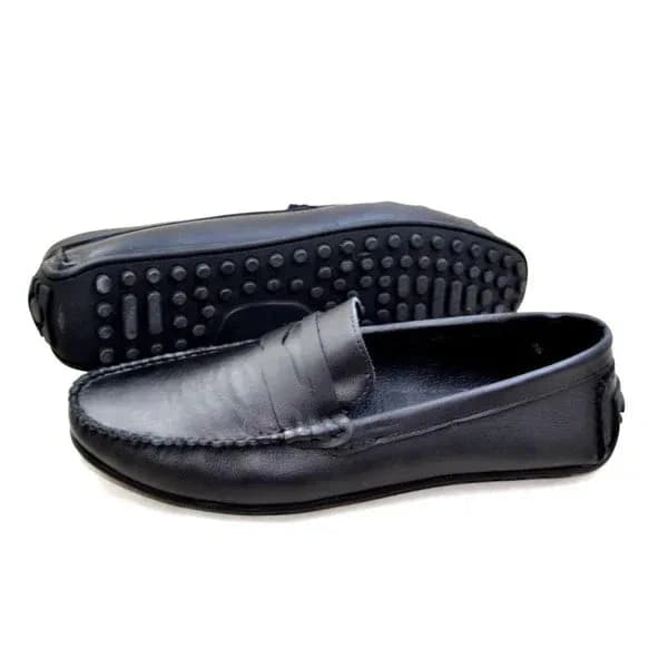 LEATHER MOCCASIN SHOES - M500 BLACK