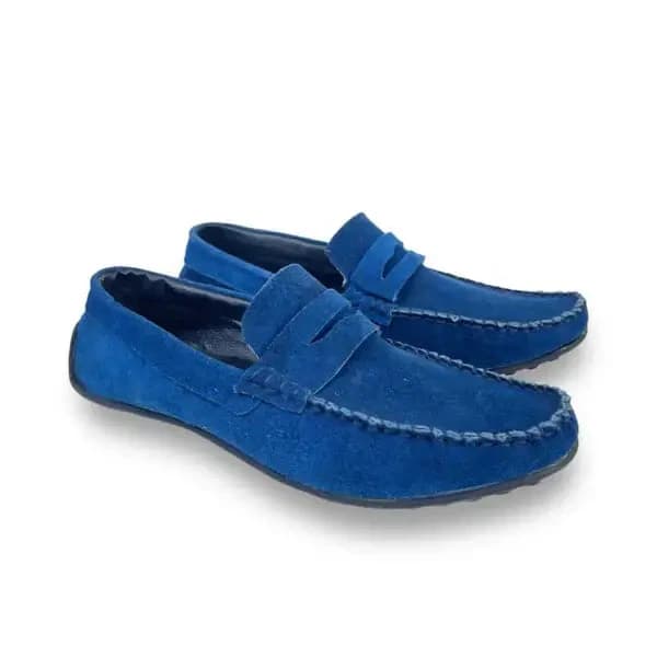 Leather Mocassin Shoes - M-201 Blue