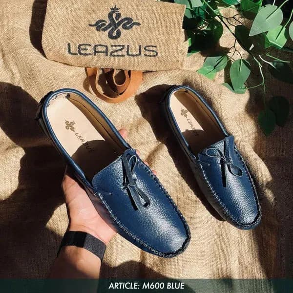 LEATHER MOCCASIN SHOES - M600 BLUE
