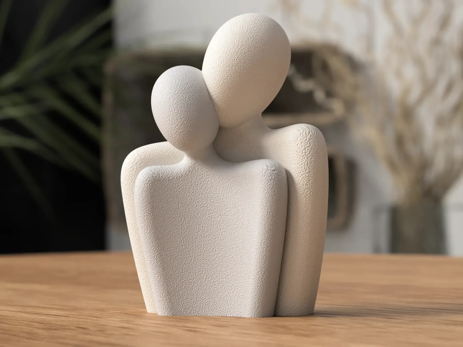Valentine s Couple Statue Fuzzy Finish Romantic Decor