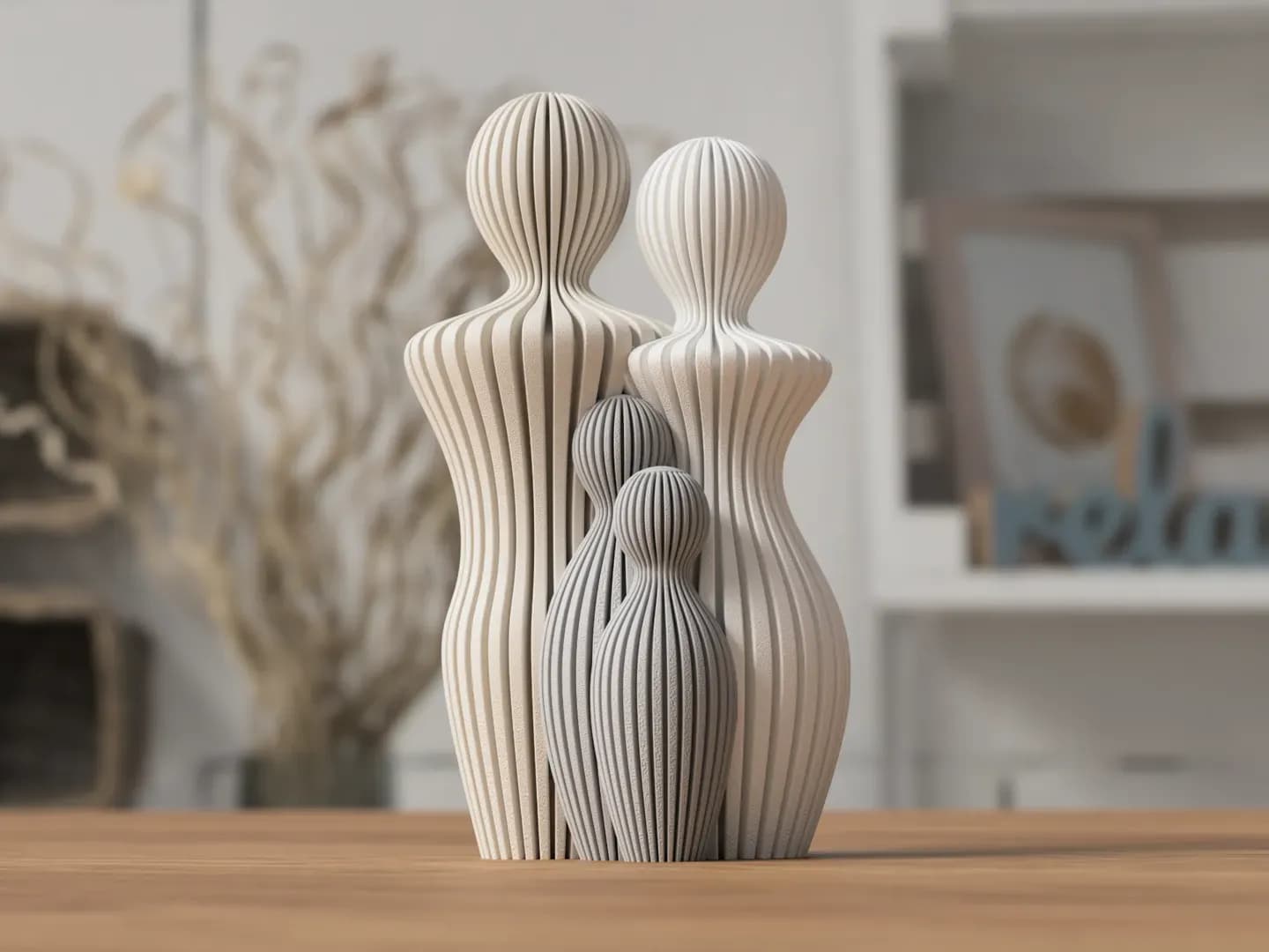 Family Statue Father, Mother Two Children Modern Cute Decor