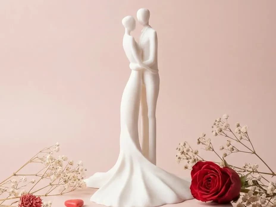 Beautiful Couple Statue Groom Bride Abstract Modern Design