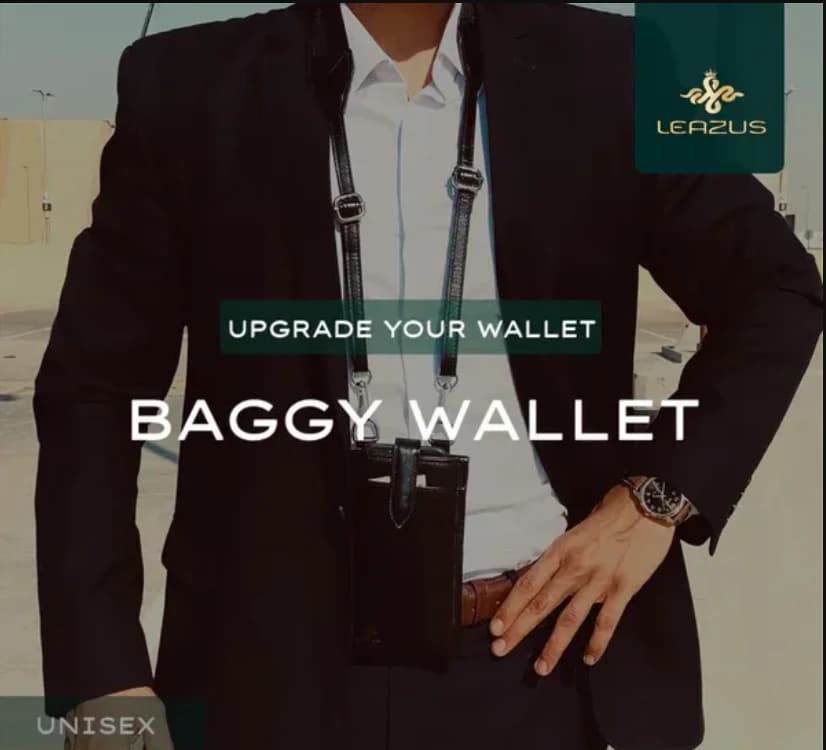 Black - LEATHER BAGGY WALLET