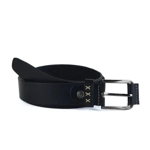 Leather Casual belt - 1X-BLACK