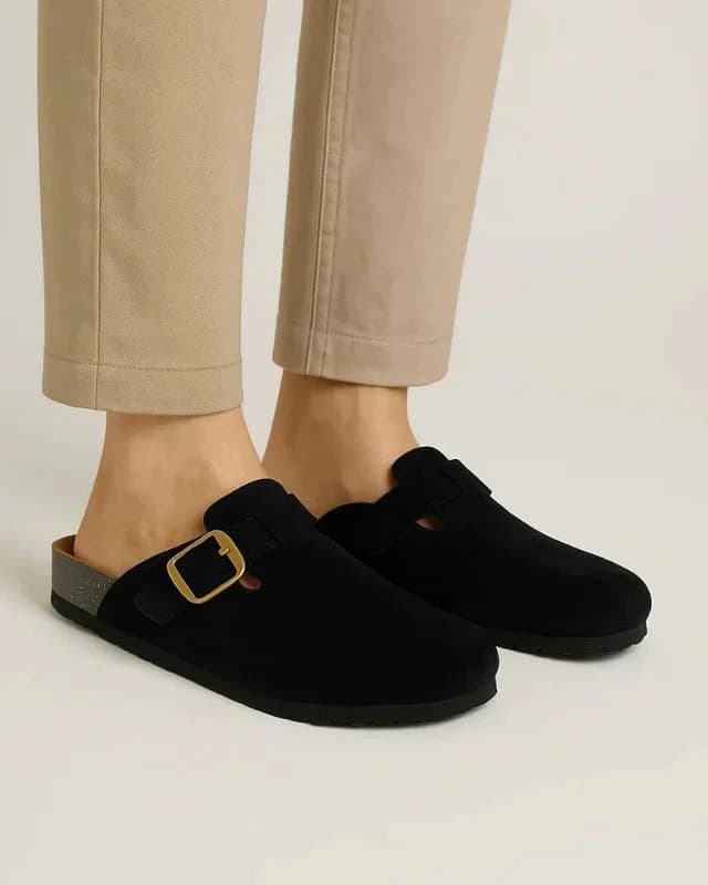 Leather SnapClog - Black