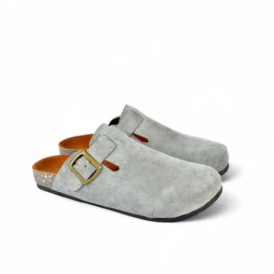 Leather SnapClog - Gray