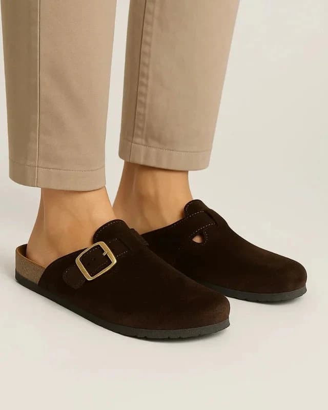Leather SnapClog - Brown