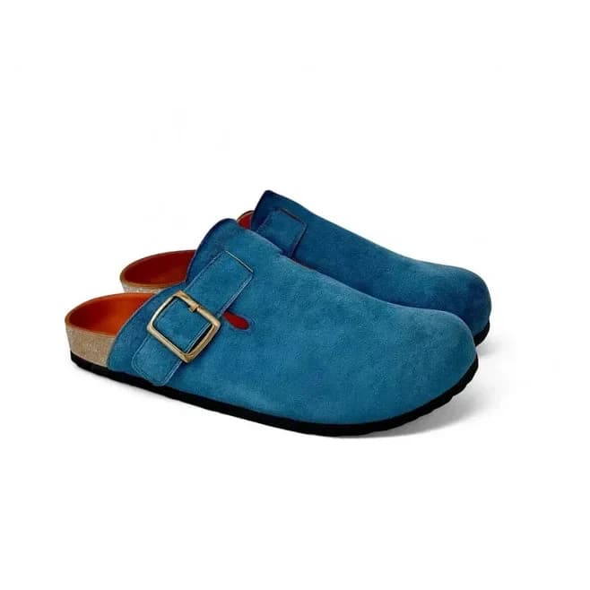 Leather SnapClog - Sky Blue