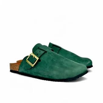 Leather SnapClog - Olive Green