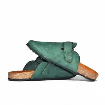Leather SnapClog - Olive Green