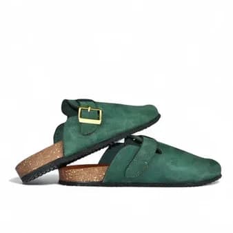 Leather SnapClog - Olive Green
