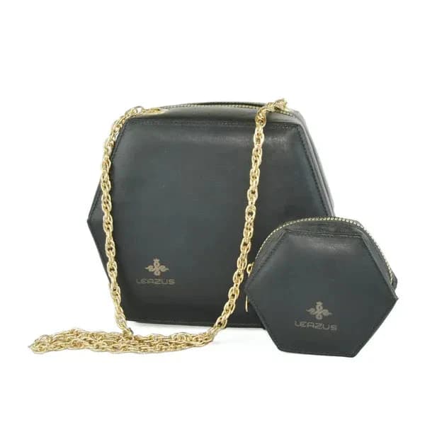 Leather bag for women - Hexa black