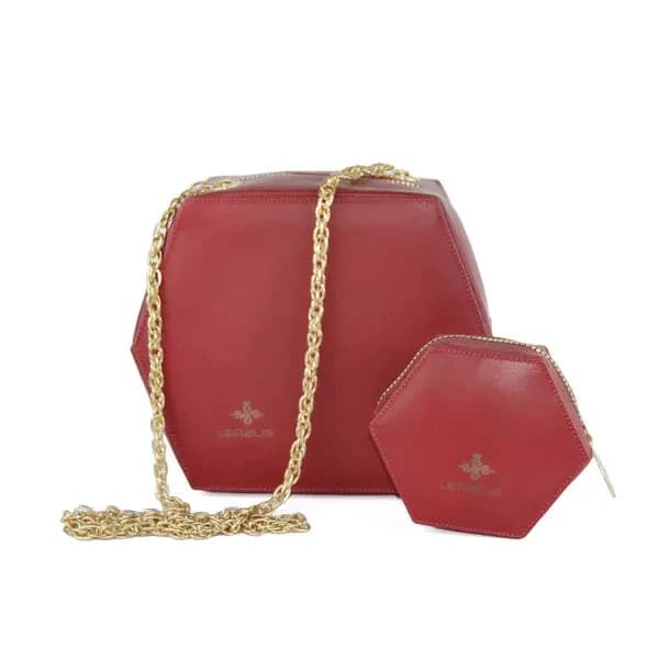 Leather bag for women - Hexa Red