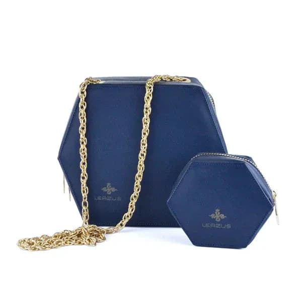 Leather bag for women - Hexa navy blue