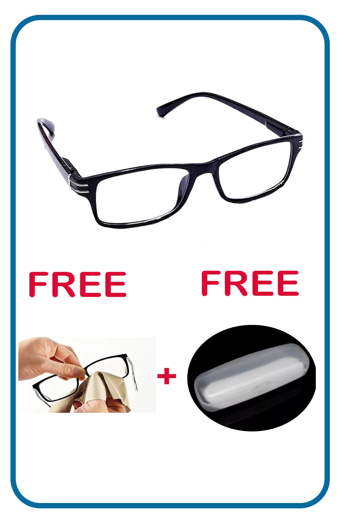 Three Reading Glasses for Men & Women – with case and cloth