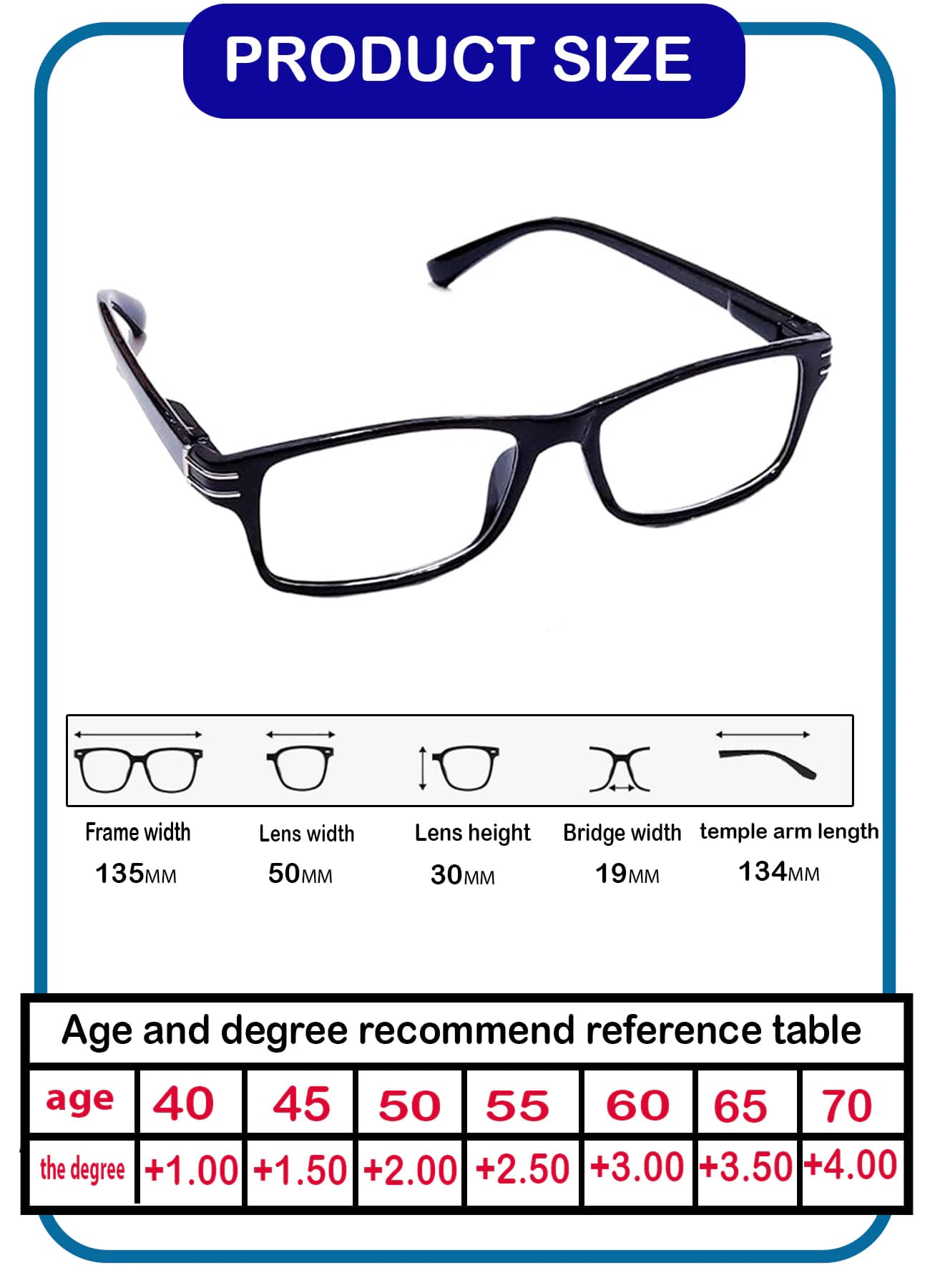 Three Reading Glasses for Men & Women – with case and cloth
