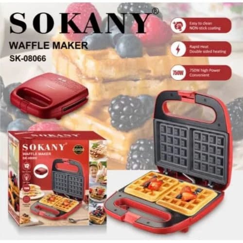 Sokany صانعة الوافل سوكاني 750 وات - حمراء