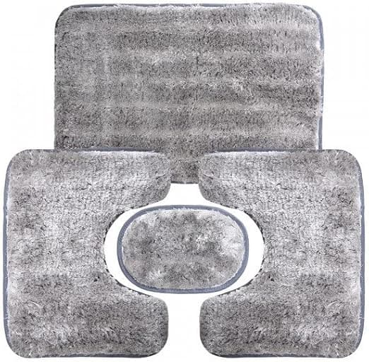 4 Pcs Bath Mat Set – Pedal Mat, Leather Padded, Anti-Slip Fur Coat 210