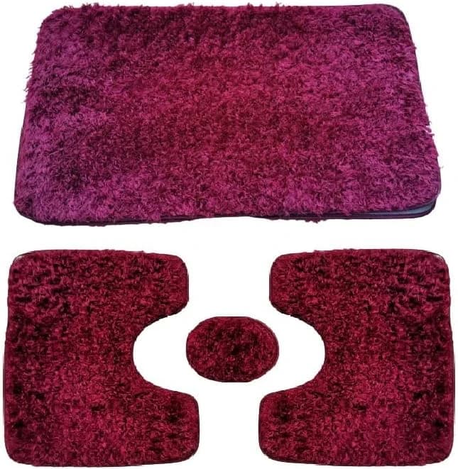 4 Pcs Bath Mat Set – Pedal Mat, Leather Padded, Anti-Slip Coat