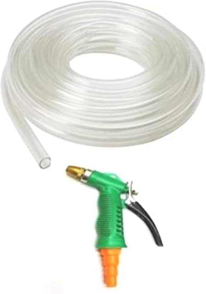 White Silicone Water Hose – 50m, Brass Head Pistol
