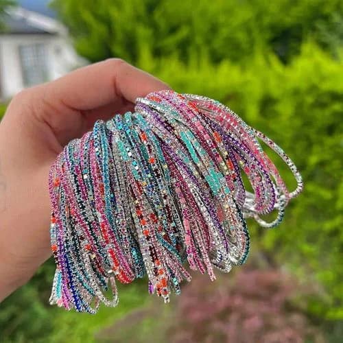 Silver Flexible Tennis Bracelet 6 Pieces