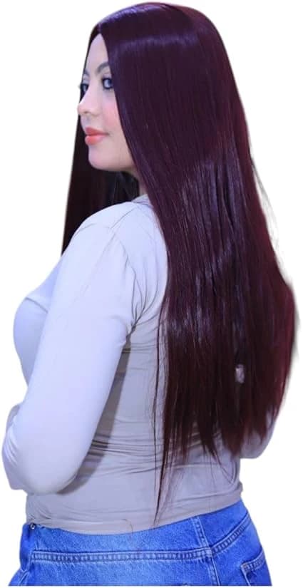 Women's long soft wig dark violet fashion straight wig