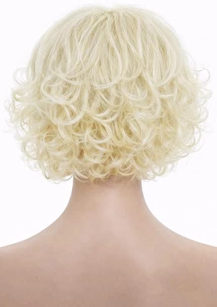Short Curly Light Blonde Wig with Bangs for Women, Elegant Bob Style Frame