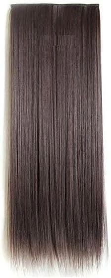 Dark brown long straight synthetic hair extension for women