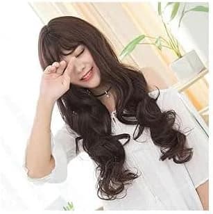 Long wavy dark brown full wig synthetic wigs for women