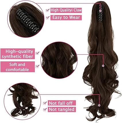 DILLARDS Clip-In Ponytail Hair Extension 61 cm Medium Brown