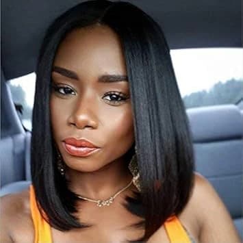 DILLARDS Short Straight Bob Wig Middle Part Black 35.5 cm