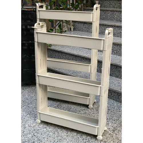 3-Tier Storage Shelf for Kitchen & Bathroom – White & Beige