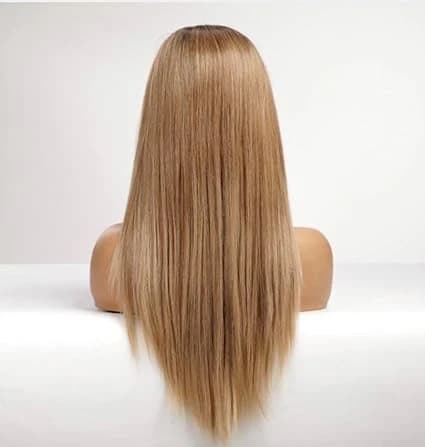 Ombre golden brown long straight lace front wig – natural looking wig for women.