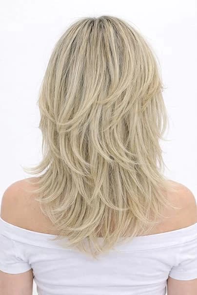 Long ombre blonde wig with natural side bangs – for women.