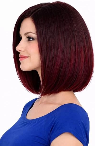 Short bob wig in dark cherry red – natural looking fashion wig for women.