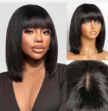 Short straight bob wig natural black – fashionable styling wig for women.