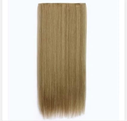 Golden blonde long straight clip-in hair extension – soft synthetic hair