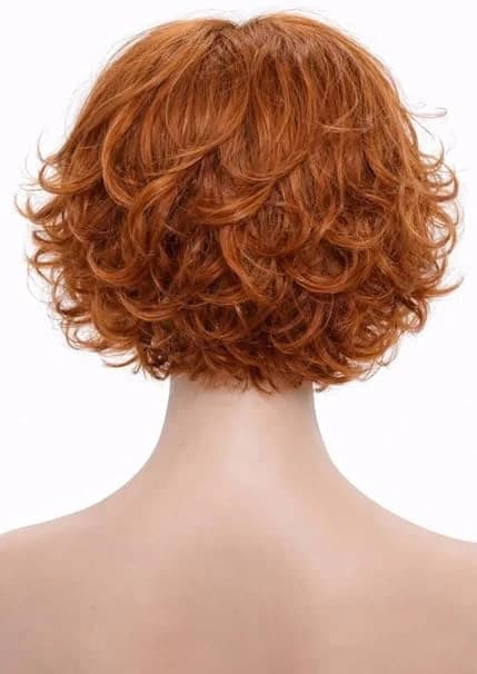 Short curly wig red copper wig front bangs fashion bob wigs for women.