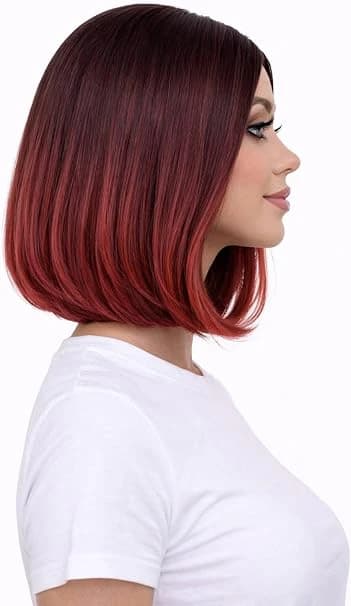 Short ombre red brown bob wigs for women.