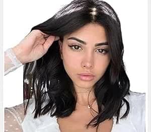 Natural short wavy dark black wig fashion bob wigs for women.