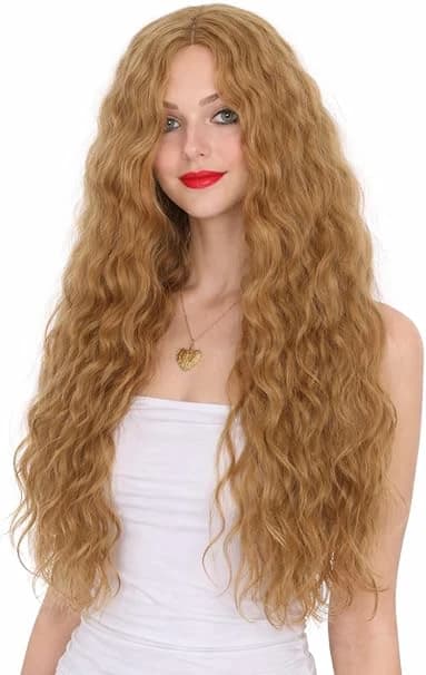 Long wavy brown wig natural stylish wigs for women medium bangs.