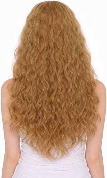 Honey gold long curly wig natural beach wig party cosplay wig.