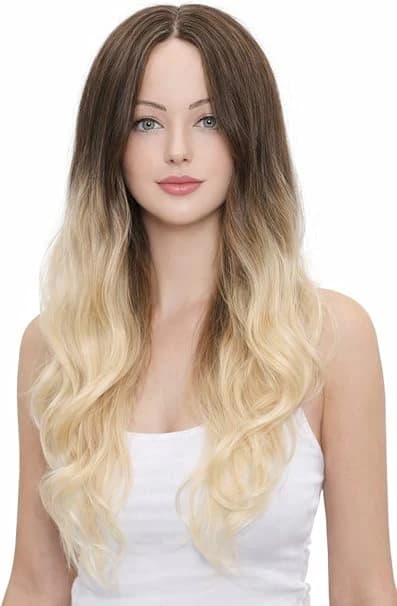 Long wavy brown to blonde wig natural fashion wigs for women.