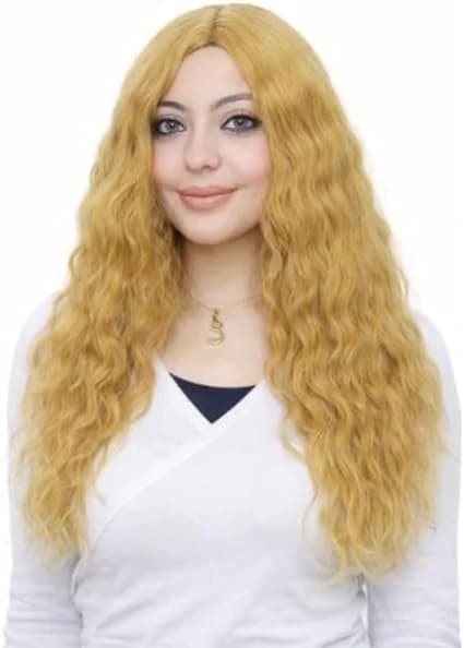 Long curly golden wigs for women natural fashion wig for daily use cosplay.
