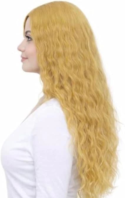 Long curly golden wigs for women natural fashion wig for daily use cosplay.