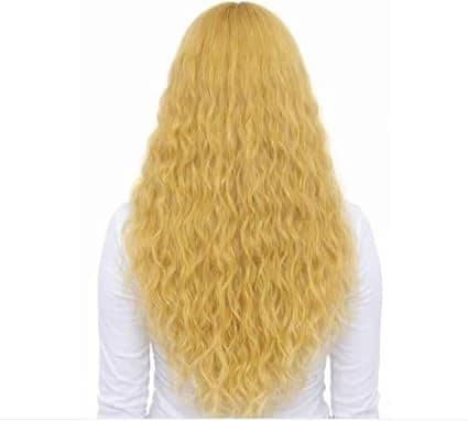 Long curly golden wigs for women natural fashion wig for daily use cosplay.